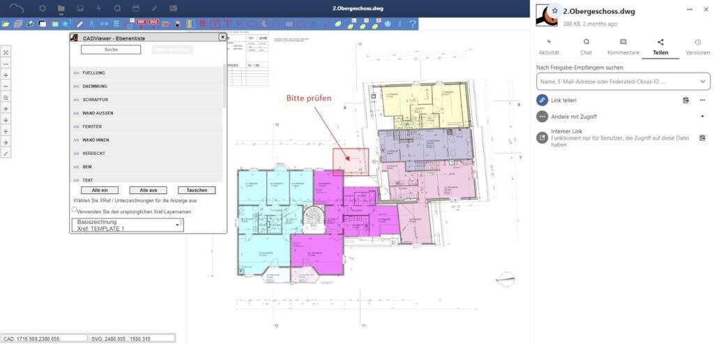 CAD Viewer Plan Querschnitt Geschoss